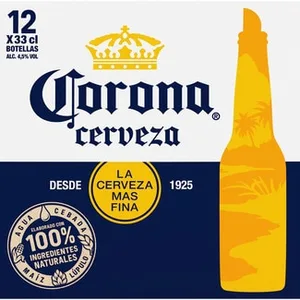 Cerveza Rubia Mejicana Pack 12  Corona 33 CL