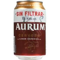 Cerveza sin Filtrar Aurum, Lata 33 Cl