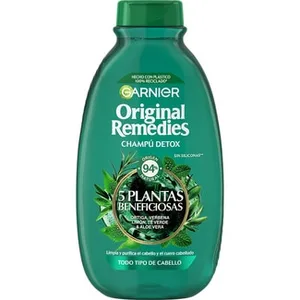 Champú Detox 5 Plantas Beneficiosas con Ortiga, Vebena, Limón, Té Verde y Aloe Vera para Todo Tipo de Cabello Uso Diario Original Remedies