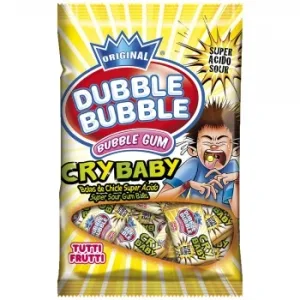 Chicle Hinchable Sabor Tutti Frutti Cry Baby Dubble Bubble sin Gluten 85 G.