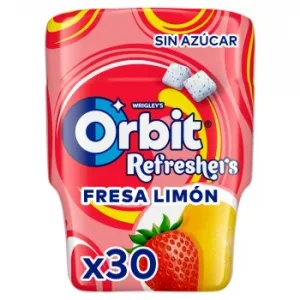 Chicles Sabor Fresa y Limón Orbit Refreshers sin Azúcar 67 G.