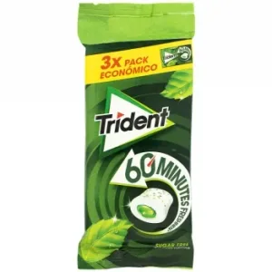 Chicles Sabor Hierbabuena Trident 60 Minutos sin Azúcar Pack de 3 Unidades de 22 G.