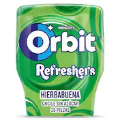 Chicles Sabor Hierbabuena sin Azúcar Refreshers Orbit Bote 30 Unidades