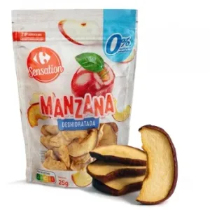 Chips de Manzana Deshidratada Sensation Carrefour sin Azúcar Añadido Doy Pack 65 G.