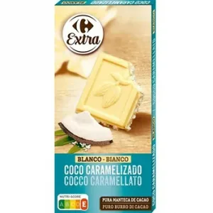 Chocolate Blanco con Coco Rallado Caramelizado Carrefour Extra 200 G.