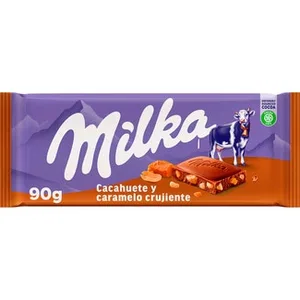 Chocolate con Leche, Cacahuetes y Caramelo Crujiente Milka