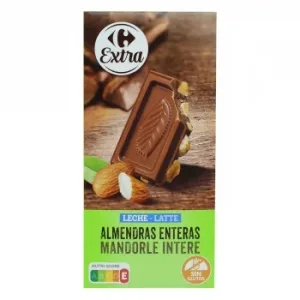 Chocolate con Leche y Almendras Carrefour Extra sin Gluten 200 G.