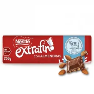 Chocolate con Leche y Almendras Nestlé Extrafino sin Gluten 250 G.