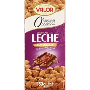 Chocolate con Leche y Almendras Enteras 0% Azúcares Valor 150 G