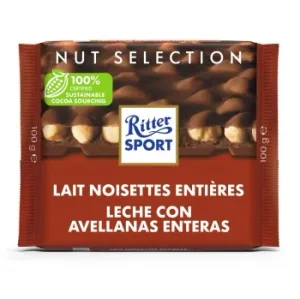 Chocolate con Leche y Avellanas Enteras Ritter Sport 100 G.