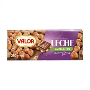 Chocolate con Leche y Avellanas Enteras Valor sin Gluten 250 G.