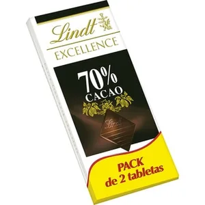 Chocolate Negro 70 % Cacao Pack 2 Lindt Excellence