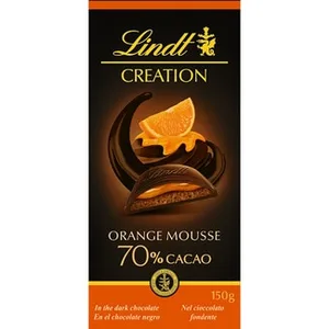 Chocolate Negro 70% Cacao Relleno de Mousse de Naranja  Lindt Creation 150 G