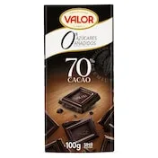 Chocolate Negro 70% Cacao sin Azúcar Valor 100 G