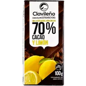 Chocolate Negro 70 % con Limón sin Azúcar Tableta