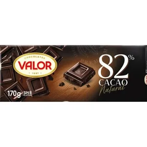 Chocolate Negro 82% Cacao Natural y sin Gluten  Valor 170 G