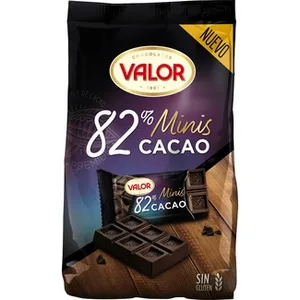 Mini Tabletas de Chocolate Negro 82% Cacao y sin Gluten Valor