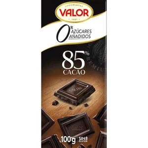 Chocolate Negro 85% 0% Azúcares Añadidos y sin Gluten  Valor 100 G