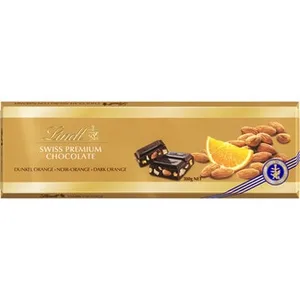 Chocolate Negro con Naranja y Almendras  Lindt Swiss Premium 300 G