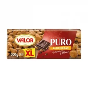 Chocolate Puro con Almendras Enteras XL Valor sin Gluten 300 G.