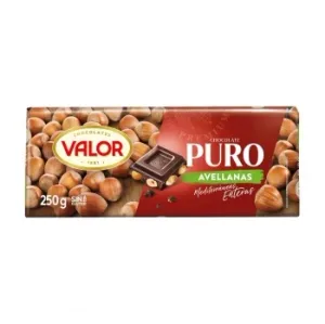 Chocolate Puro con Avellanas Enteras Valor sin Gluten 250 G.
