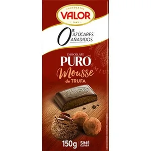 Chocolate Puro con Mousse de Trufa 0% Azúcares Añadidos y sin Gluten  Valor 150 G