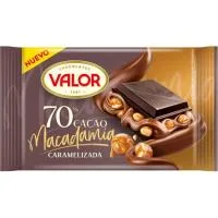 Chocolate Relleno 70% Nuez de Macadamia Valor, Tableta 150 G