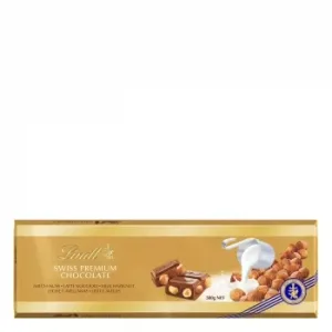 Chocolate Suizo con Leche y Avellanas Premium Lindt 300 G.