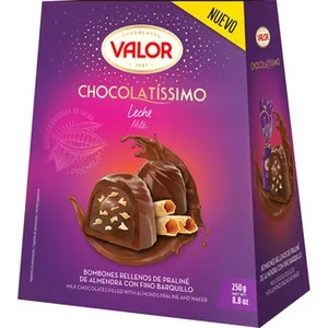 Chocolatíssimo Bombones de Chocolate con Leche Rellenos de Praliné de Almendra y Barquillo Valor