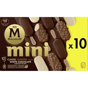 Classic Mini Helados Almendras y Blanco sin Gluten 10 Unidades  Magnum 550 ML
