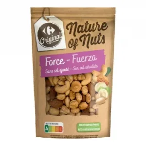 Cocktail de Frutos Secos Tostados Fuerza Original Carrefour sin Sal Añadida 175 G.