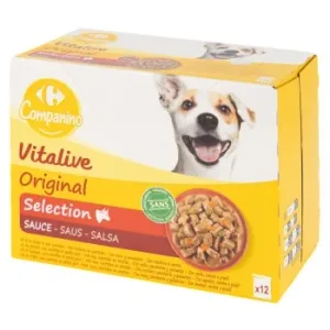 Comida Húmeda Bocaditos de Carne en Salsa para Perros Vitalive Carrefour 12 Sobres de 100 G