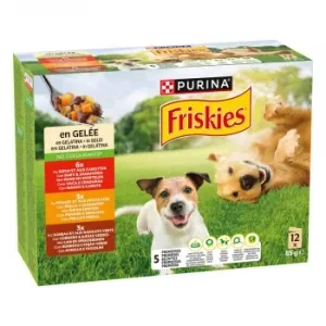 Comida Húmeda en Gelatina Buey, Pollo y Cordero para Perro Adulto Purina Friskies Pack 12x85 G
