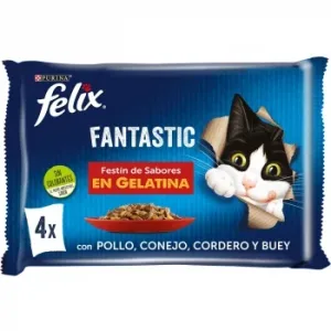 Comida Húmeda en Gelatina Festín de Sabores para Gato Purina Felix Fantastic 4x85 G