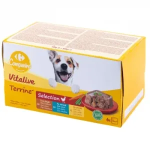 Comida Húmeda en Paté para Perro Adulto Vitalive Carrefour Companino Pack 6 Unidades de 300 G.