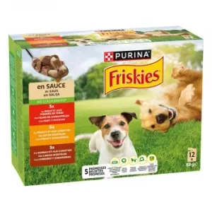 Comida Húmeda en Salsa Buey, Pollo y Cordero para Perro Adulto Purina Friskies Pack 12x85 G