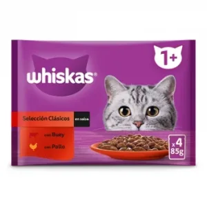 Comida Húmeda en Salsa Selección Clásicos para Gato Adulto Whiskas 4x85 G