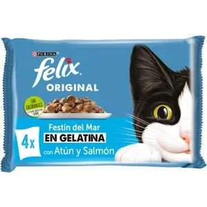 Comida Húmeda Gatos Gelatina Pescado 4 X 85 Gr