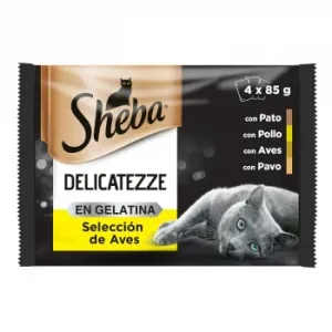 Comida Húmeda Selección de Aves en Gelatina para Gatos Sheba Delicatezze Pack de 4 Unidades de 85 G.