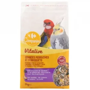 Comida para Periquitos Grandes y Loro Vitalive Carrefour 1kg.