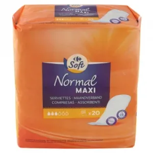 Compresas Normal Maxi sin Alas Soft Carrefour 20 Ud.