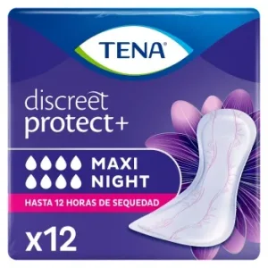 Compresas para Incontinencia Maxi Night Discreet Protect+ Tena 12 Ud.