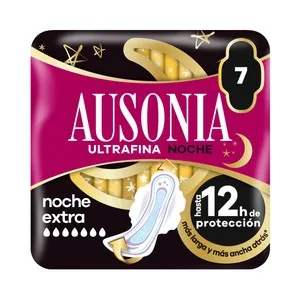 Ausonia Compresas Ultrafinas de Noche Extra con Alas 7 Uds.