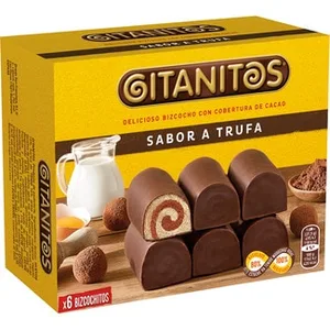 Bizcochos con Cobertura de Cacao y Relleno con Sabor a Trufa Gitanitos