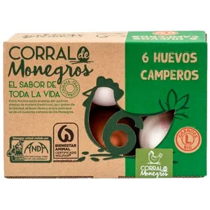 Corral de Monegros Huevos de Gallinas Camperas Frescos Clases M y L y Cat. a  6 Uds.
