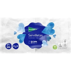 Servilletas Blancas 1 Capa 30x30 Cm  el Corte Ingles 200 Unidades