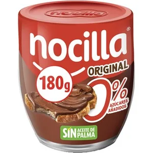 Crema de Cacao y Avellanas Original sin Gluten 0% Azúcares con Stevia sin Aceite de Palma  Nocilla 180 G