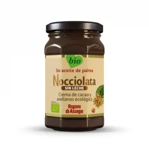 Crema de Cacao y Avellanas sin Leche Ecológica Nocciolata Rigoni 250 G.