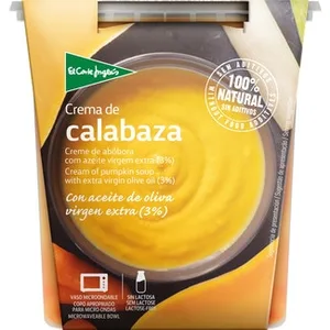 Crema de Calabaza con Aove 3% sin Gluten sin Lactosa  el Corte Ingles 400 ML
