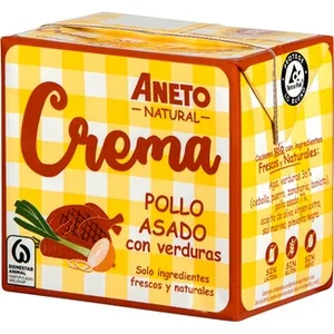 Crema de Pollo Asado con Verduras sin Gluten y sin Lactosa Aneto
